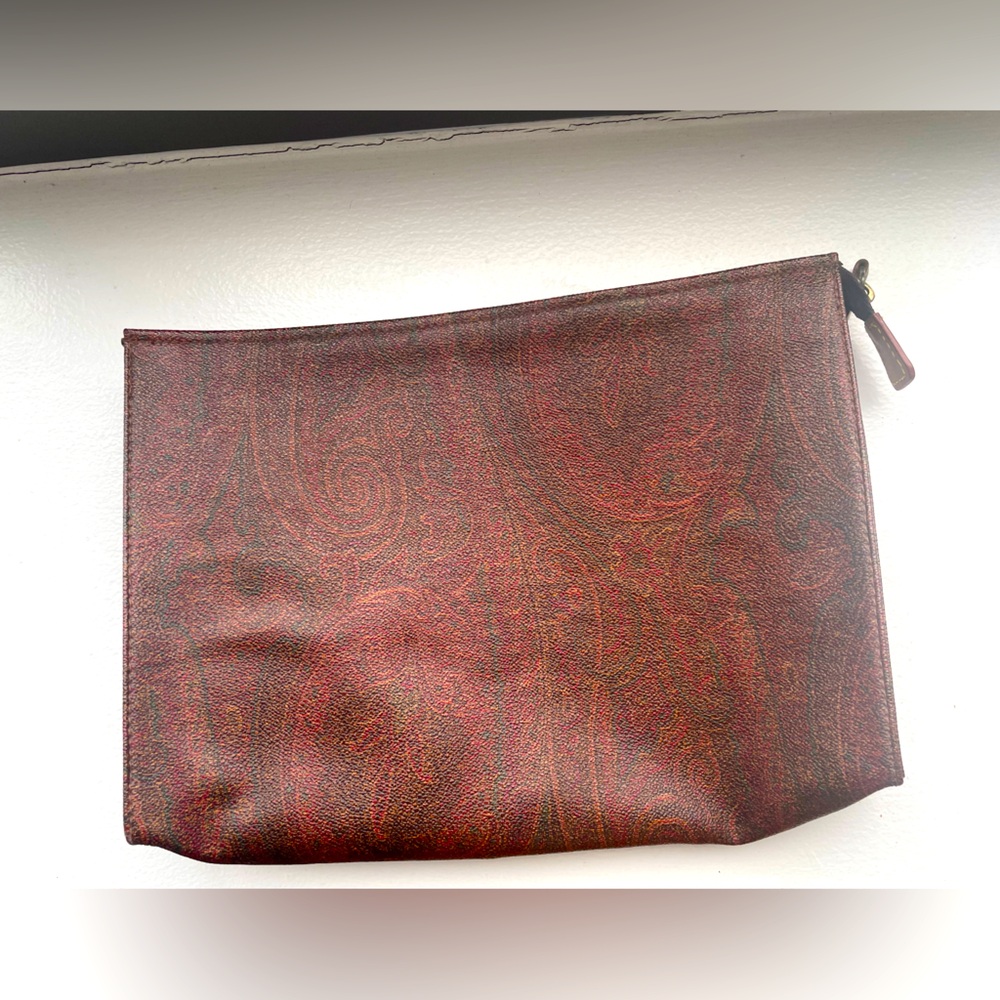 Etro leather paisley print pouch